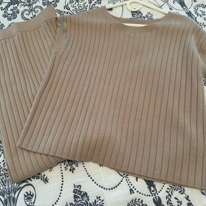 Sincerely Jules Ribbed Knit PantsSet- Light Taupe